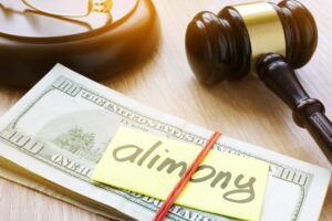 Alimony on a court desk.