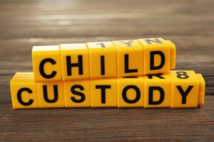 Blocks with letters regarding child-custody and divorce concept
